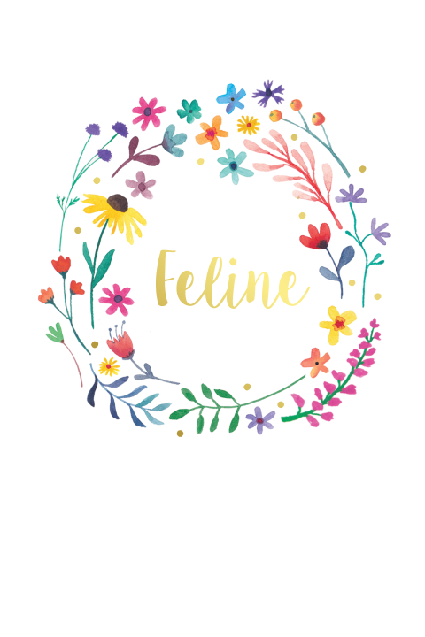Geboortekaartje Feline | Bloemen cirkel met goudfolie