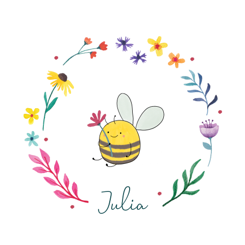 Geboortekaartje Julia | Bijtje met bloemcirkel