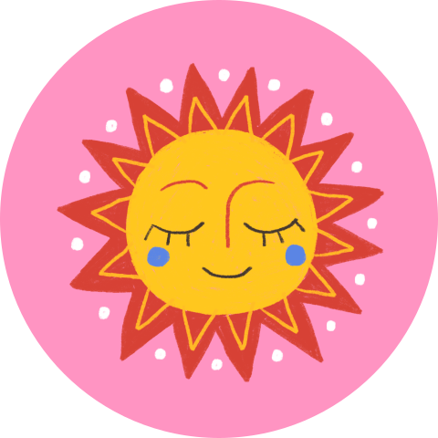 Sluitsticker knalroze met zonnetje