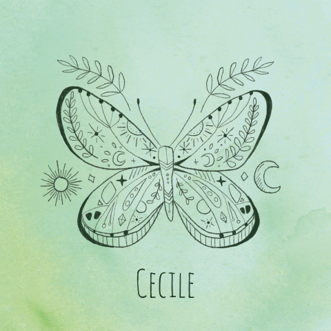 Geboortekaartje Cecile | Vlinder met aquarel