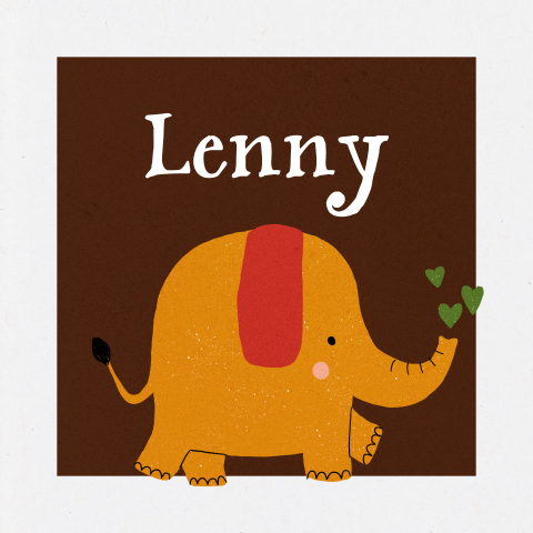 Geboortekaartje Lenny | Vintage olifantje