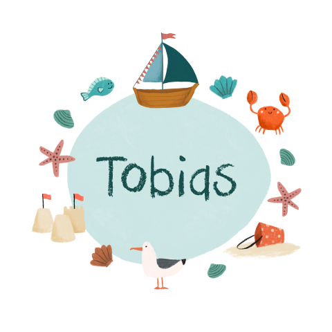 Geboortekaartje Tobias - Zee, strand & bootje