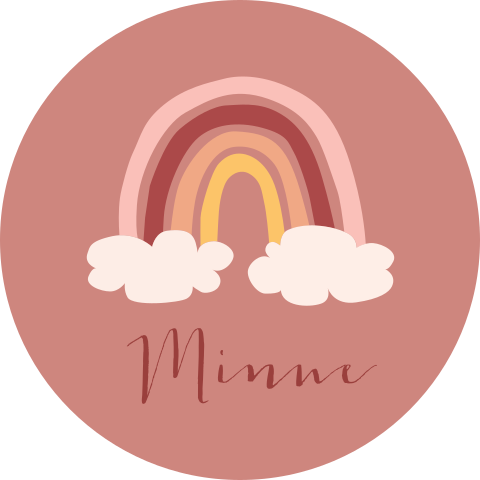Raamsticker Minne | Oud roze met regenboog