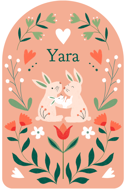Geboortekaartje Yara | Folklore konijntjes