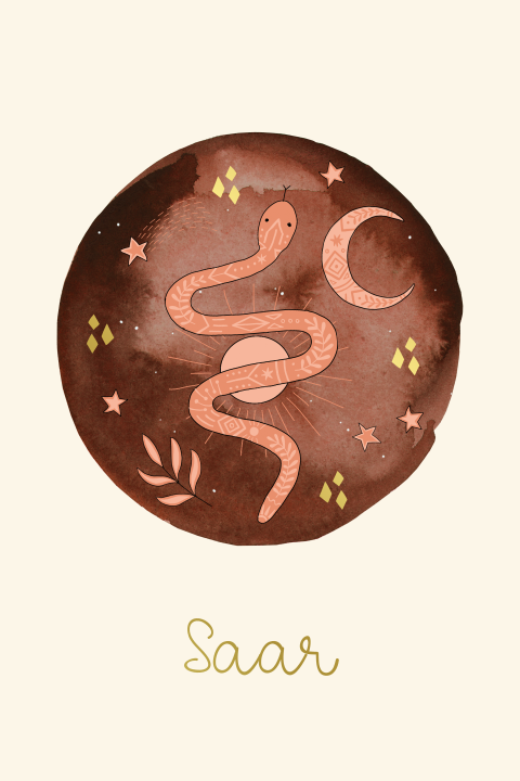 Geboortekaartje Saar | Spiritueel met goudfolie