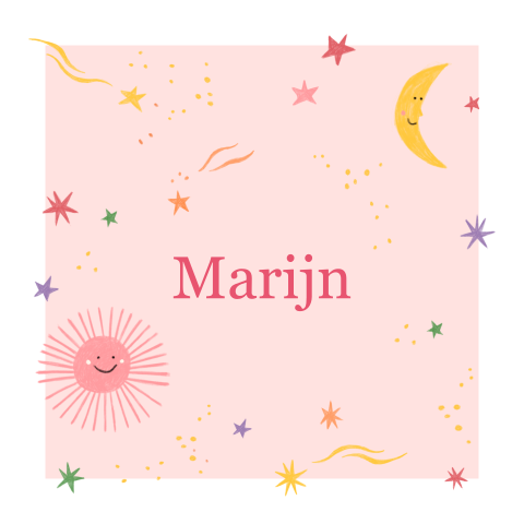Geboortekaartje Marijn - Kleurrijke sterrenhemel