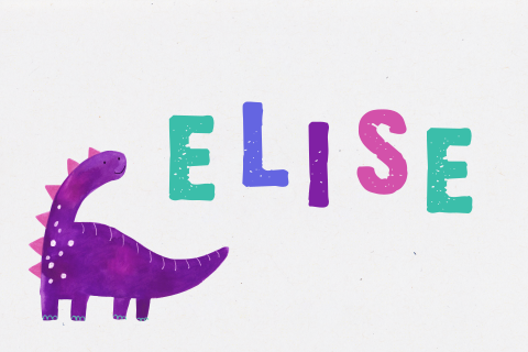 Geboortekaartje Elise | Dinosaurus met vrolijke kleuren