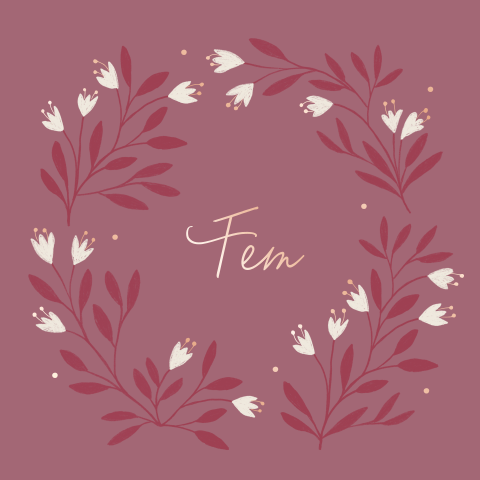 Geboortekaartje Fem | Winterbloemen met roségoud folie