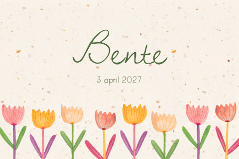 Geboortekaartje Bente | Lente bloemen tulpen