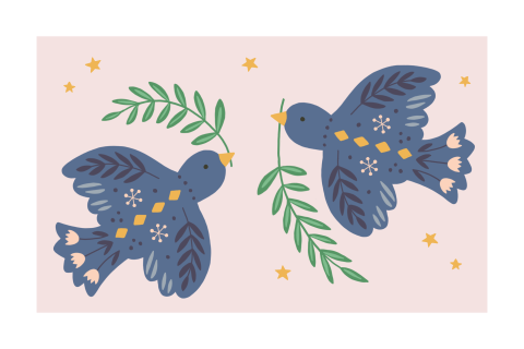 Kerstkaart met vogeltjes