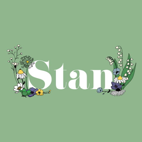 Geboortekaartje Stan | Retro groen met bloemen