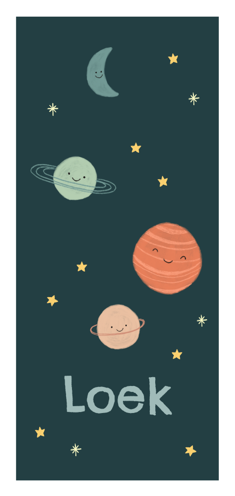 Geboortekaartje Loek - Sterren en planeten