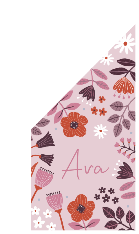 Geboortevlag Ava  |  Bloemen patroon