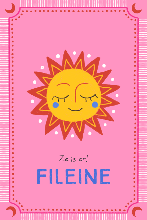 Geboortekaartje Fileine | Color blocking met vrolijk zonnetje