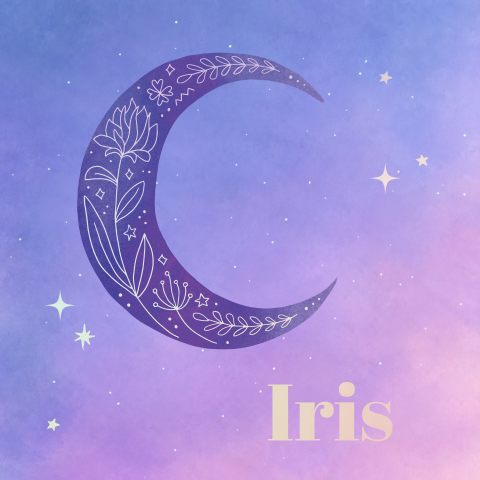 Geboortekaartje Iris | Maan met holografische elementen