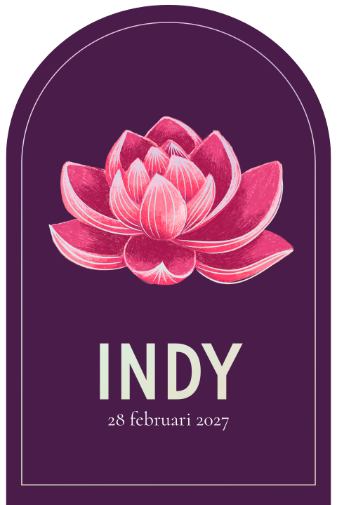 Geboortekaartje Indy | Lotusbloem met regenboog folie