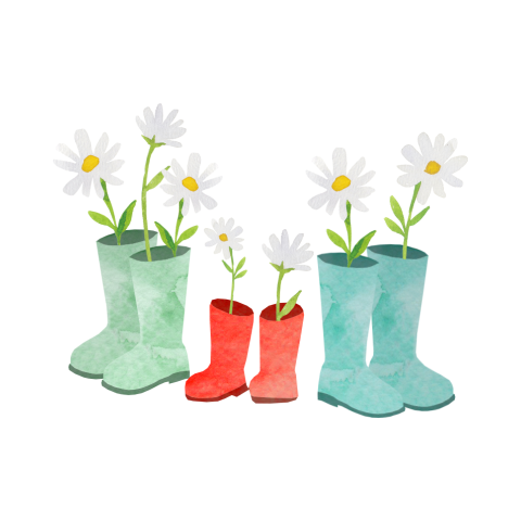 Sluitsticker met laarsjes vol bloemen