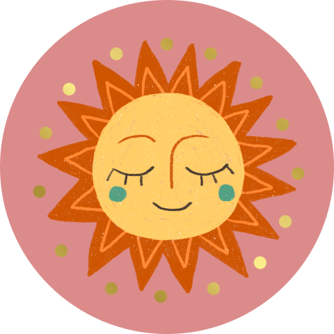 Sluitsticker met goudfolie |  Zonnetje met stippen