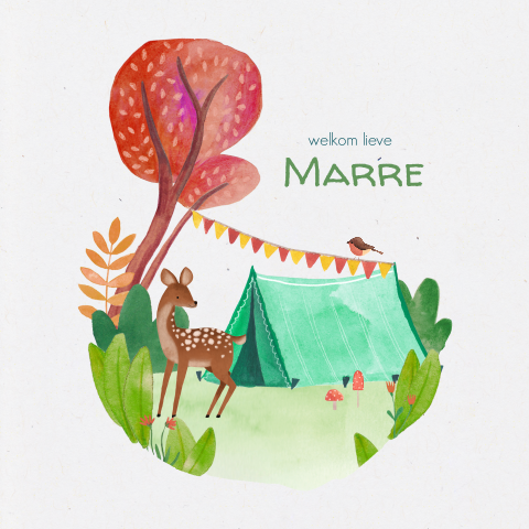 Geboortekaartje Marre | Herfst tentje in de natuur