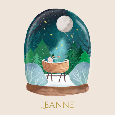 Geboortekaartje Leanne | Sneeuwbol baby