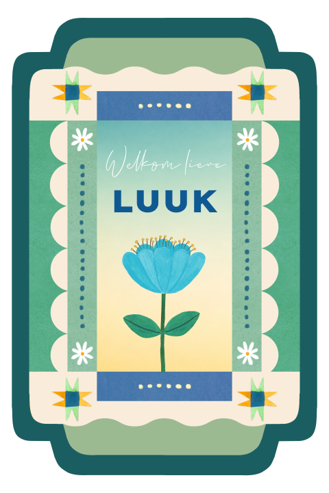 Studio WAM, Grafisch geboortekaartje voor een jongen, Luuk, Modern folk