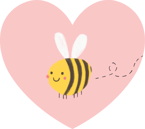 Sluitsticker hartvorm  |  Vrolijk bijtje