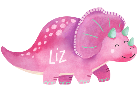 Geboortekaartje 'Liz' in de vorm van een dinosaurus
