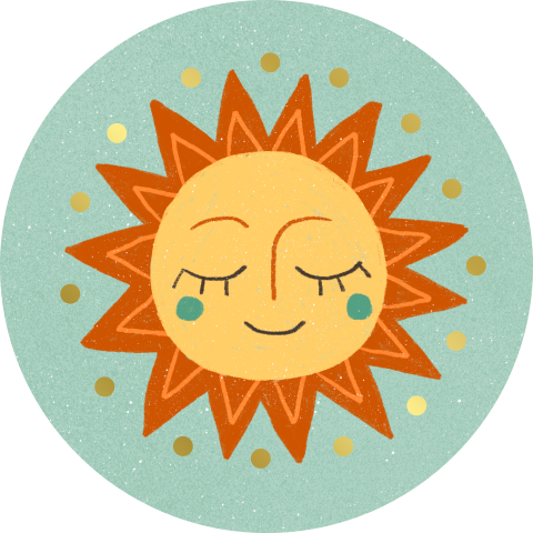 Sluitsticker Zonnetje met goudfolie