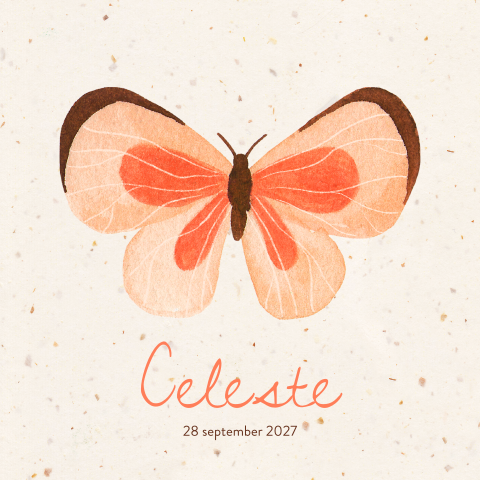 Geboortekaartje Celeste | Vlinder in aquarel