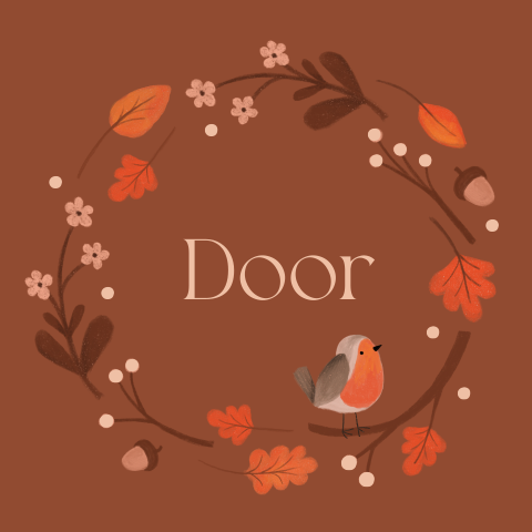 Geboorte tegeltje voor de babykamer | Roodborstje met herfst elementen