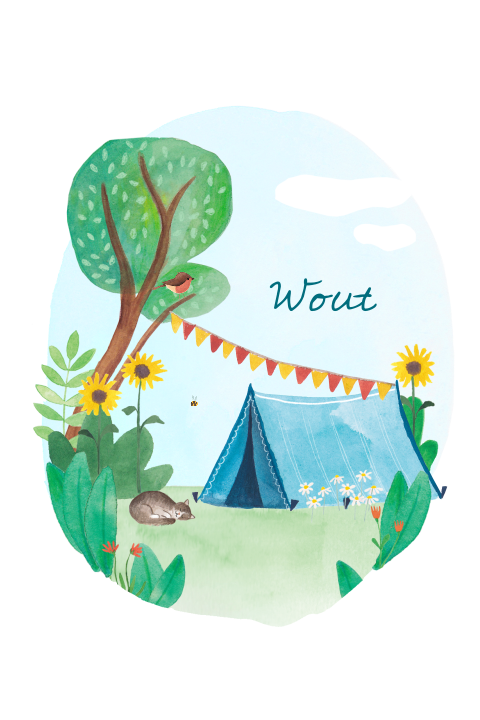 Geboortekaartje Wout | Tentje in de natuur
