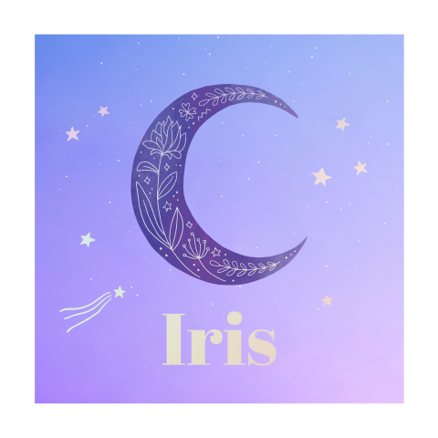 Geboortekaartje Iris | Maan met holografische elementen