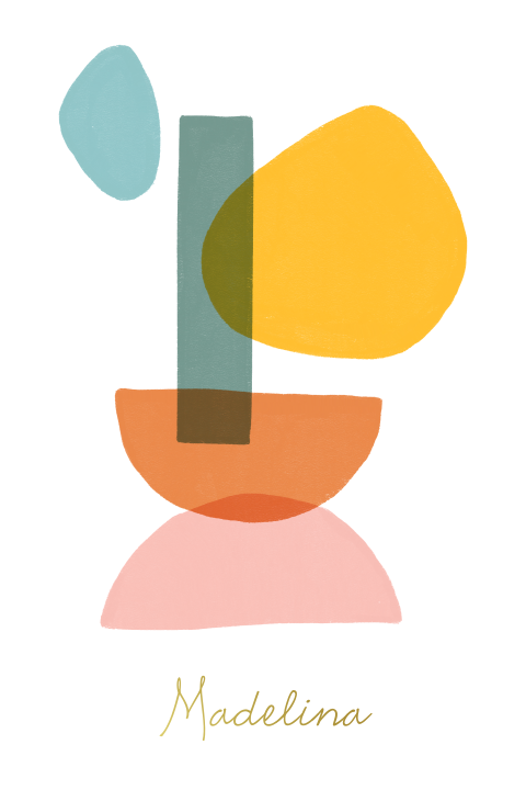 Geboortekaartje Madeline | Kleurrijke abstractie