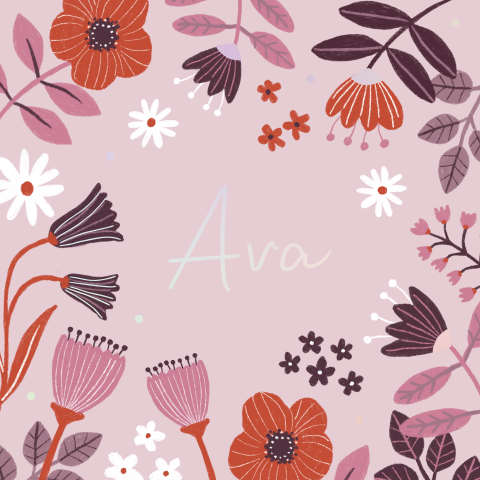 Geboortekaartje Ava | Bloemen met holografische folie