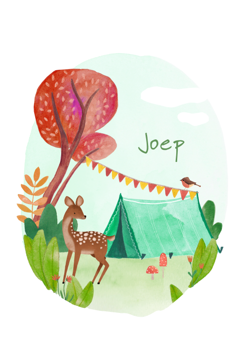 Geboortekaartje Joep | Herfst tentje in de natuur