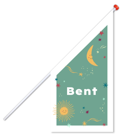 Geboortevlag 'Bent' | Vrolijke zon en maan met sterren