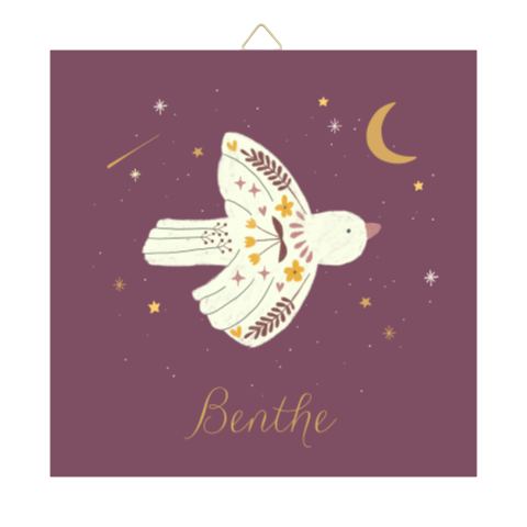 Geboortetegel voor de babykamer in de stijl van je geboortekaartje