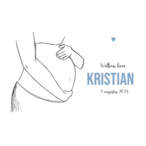 Dubbel wit geboortekaartje jongen zwangere buik