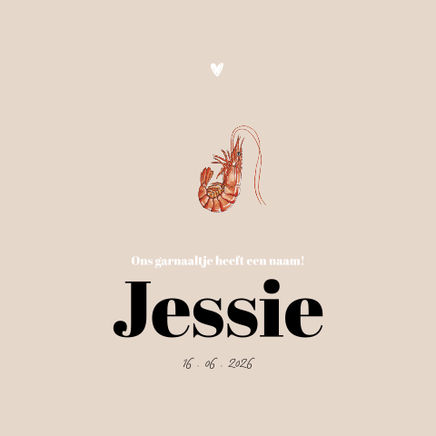 Geboortekaartje vierkant met garnaal