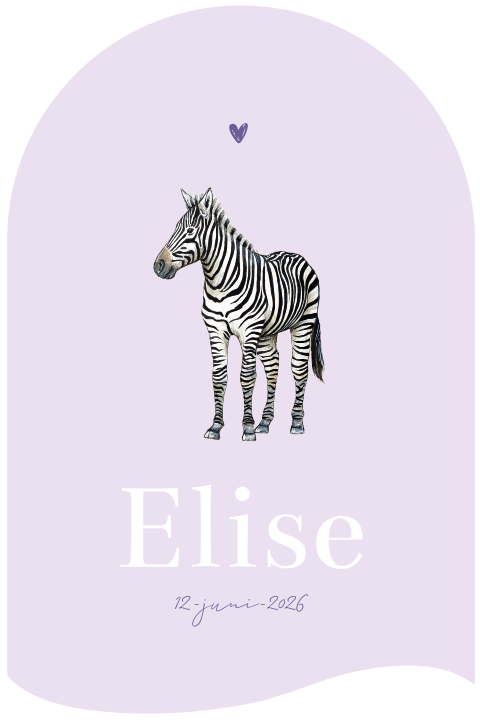Geboortekaartje meisje stans golf met zebra
