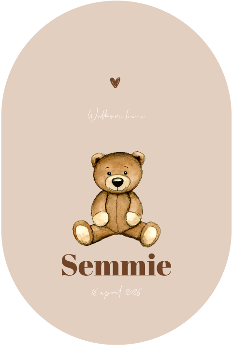 Geboortekaartje neutraal stans Teddybeer