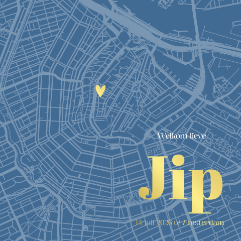 Geboortekaartje jongen Plattegrond Amsterdam