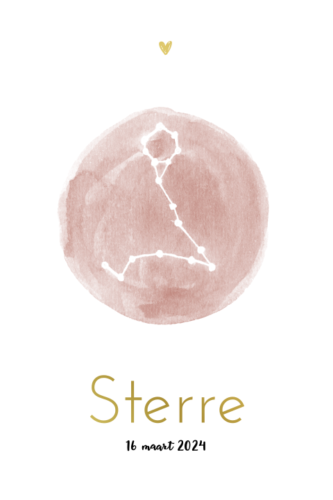 Enkel geboortekaartje sterrenbeeld Goudfolie Meisje