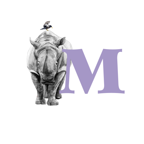 Sluitsticker Neushoorn initiaal lila