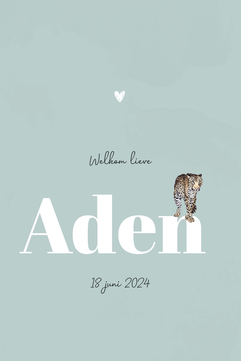 Staand geboortekaartje luipaard voor een Jongen