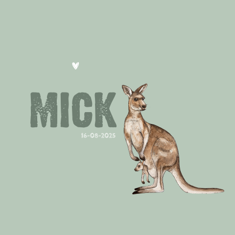 Dubbel geboortekaartje kangoeroe Jongen