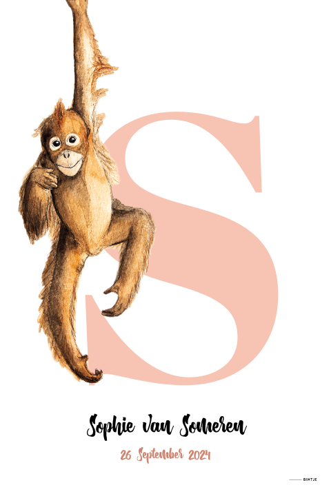 Geboorteposter met aap