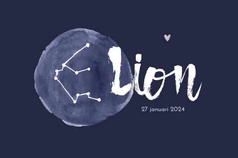 Liggend geboortekaartje met sterrenbeeld voor een Jongen