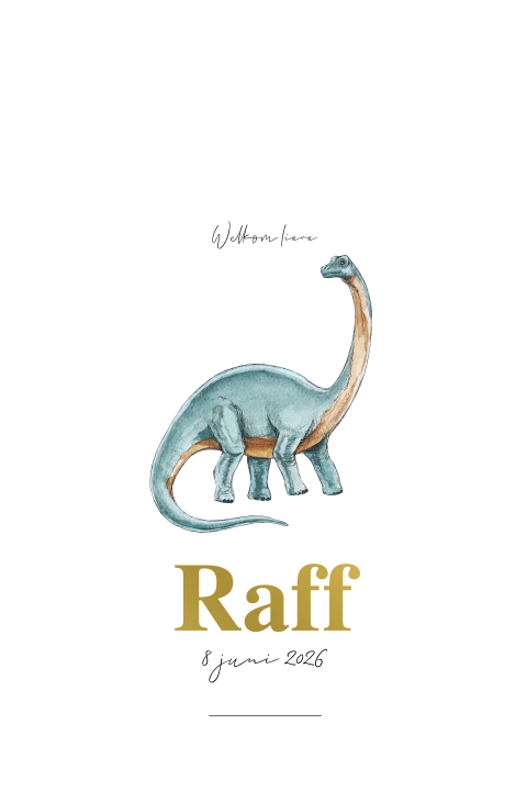 Geboortekaartje Dino staand met uitgesneden hartje