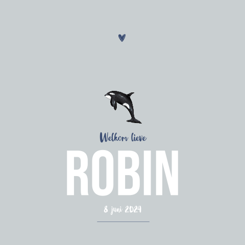 Dubbel geboortekaartje orka neutraal